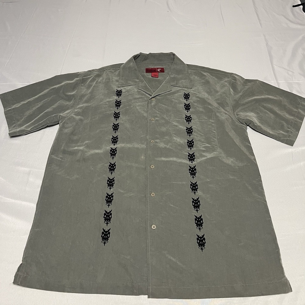 Vintage Old College Inn Shirt Mens Size L Gray Tribal Camp Button Down 90s